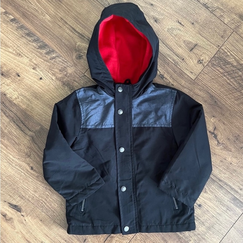 CARTER'S Black and Gray Brushed Poly Micro Fleece-Lined Jacket